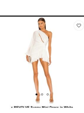 Michael Costello White One-Shoulder Ruffled Mini Dress